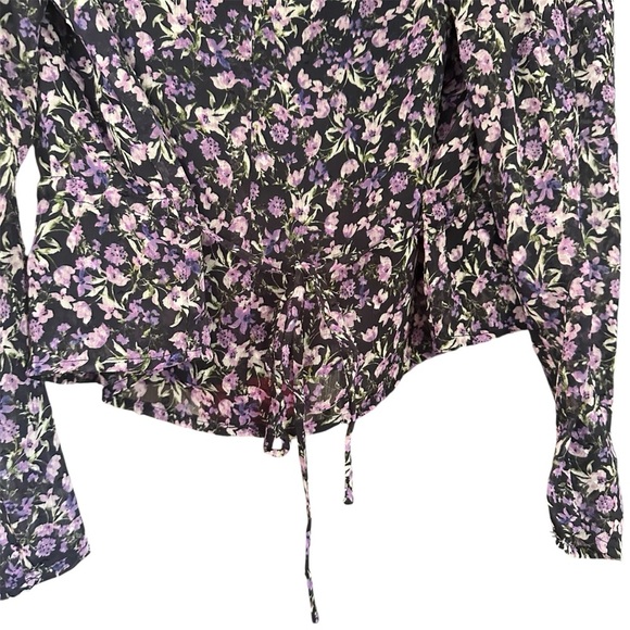 ASTR Floral High Neck Peplum Long Sleeve Peasant Blouse Size XS - Picture 7 of 15